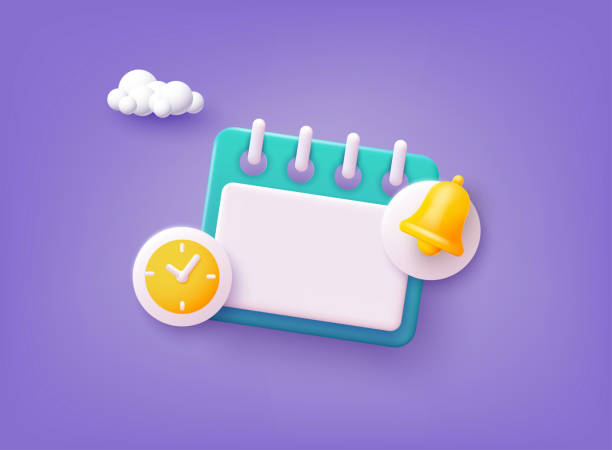 istock Calendar icon with notifications icons. Business planning ,events, reminder and timetable. 3D Web Vector Illustrations. 1396216336