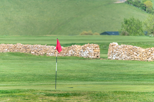 Golf flag on a course