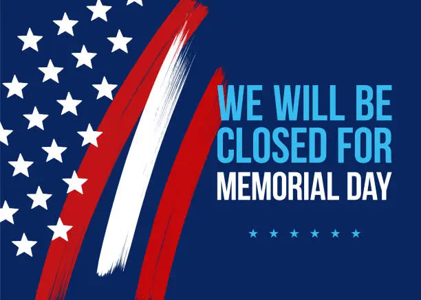Vector illustration of Memorial day closed.