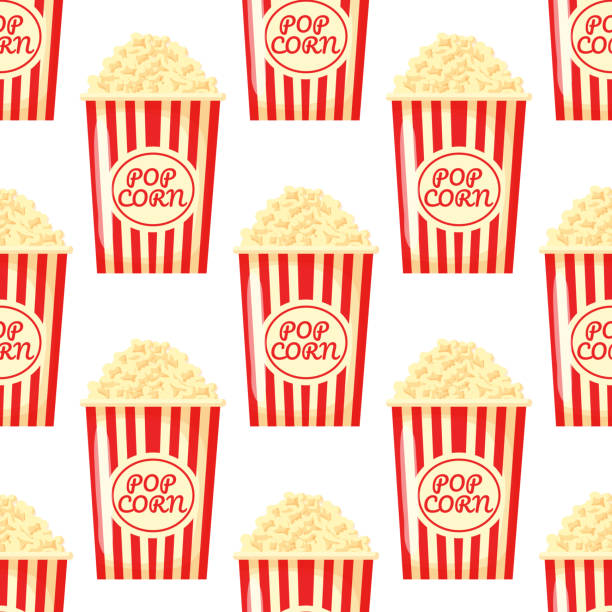 Seamless vector pattern of colored buckets popcorn background. Fun popcorn print. Delicious sweet snack. Vector illustration Seamless vector pattern of colored buckets popcorn background. Fun popcorn print. Delicious sweet snack. Vector illustration seamless wallpaper video stock illustrations
