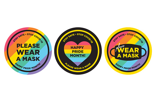 Please wear mask in pride month celebrating icon signage vector
