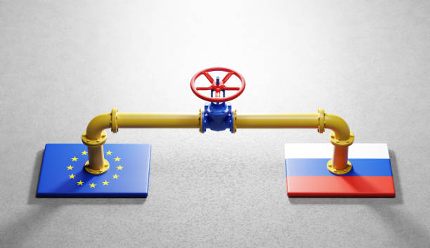 istock Gas transmission between Russia and EU. Valve on pipeline 1396221885