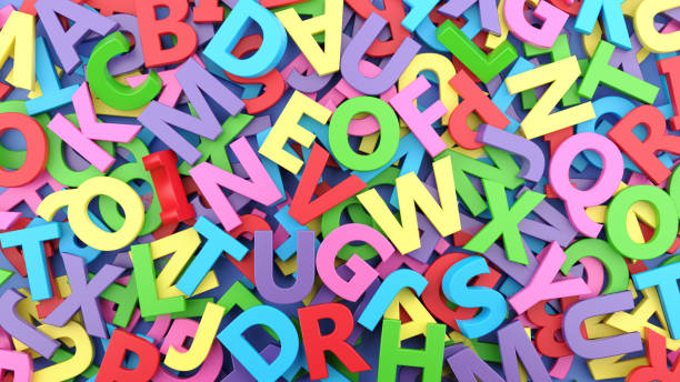 istock Scrambled colorful letters background. 3D Illustration. 1396223026