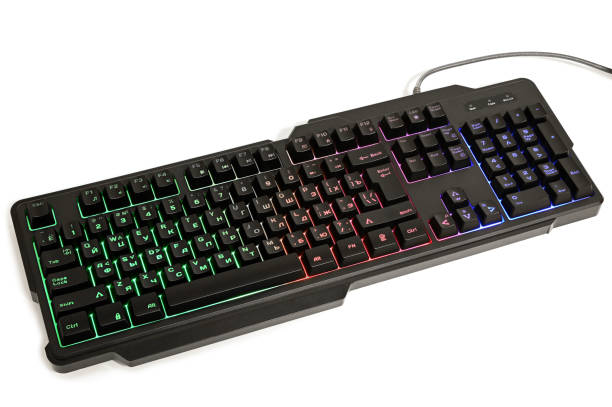 Gaming keyboard with backlight Gaming keyboard with backlight on white background computer keyboard stock pictures, royalty-free photos & images