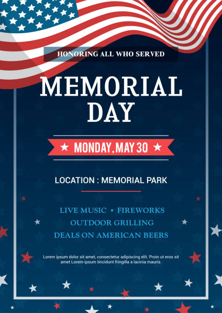 illustrations, cliparts, dessins animés et icônes de memorial day - honorer tous ceux qui ont servi la conception vectorielle d’invitation d’affiche. - backgrounds us memorial day patriotism american flag