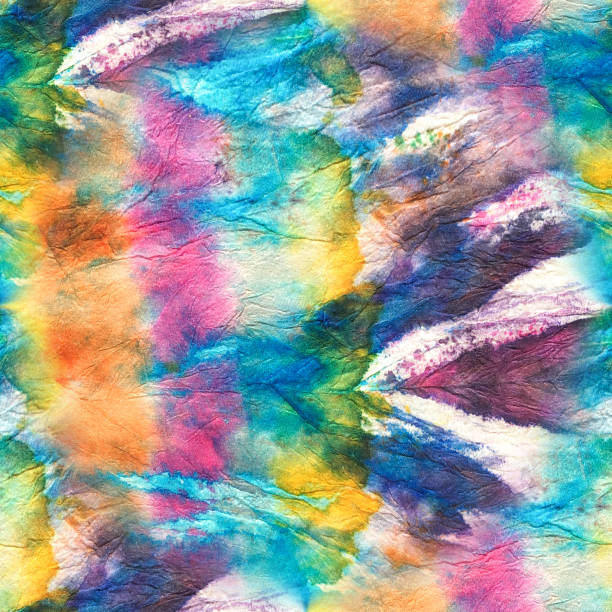 istock Seamless Geometric Vibrant Texture. White Ethnic Tie Dye, Seamless Gradient Gypsy Modern Tie Dye Cloth. Watercolor 1396242334