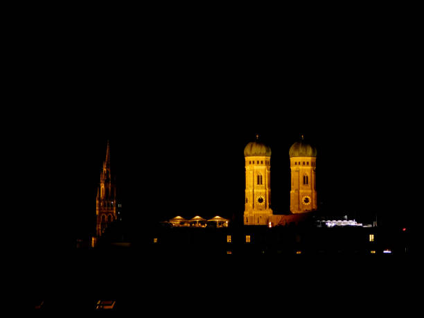 Panoramic view of the Munich skyline at sunset in Bavaria, Germany, central Europe