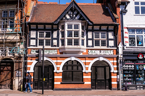 Epsom Surrey, London, May 08 2022, Empty Closed High Street Pub or Inn Hospitality Economic Crisis