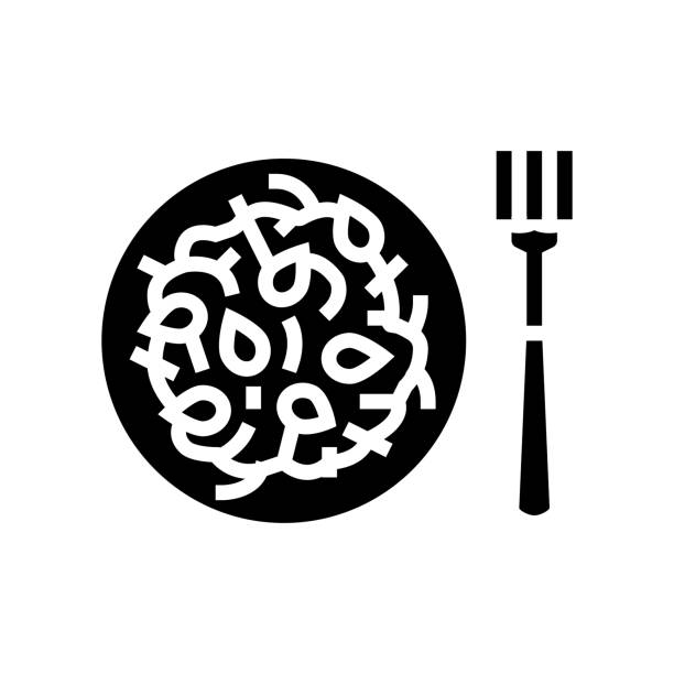 ilustrações de stock, clip art, desenhos animados e ícones de italian pasta glyph icon vector illustration - chef appetizer soup food