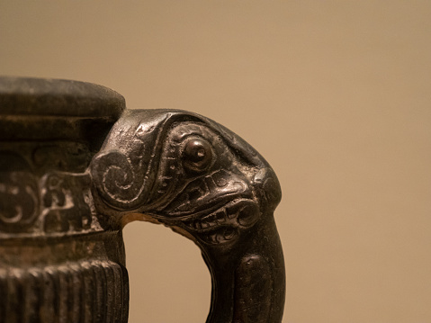 Ancient China Bronzeware Handle Close-up