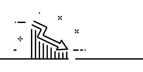 Stonks line icon. Down arrow chart, lesion, loss, damage, income, profit, analytics. Data analysis concept. One line style. Vector line icon for Business and Advertising