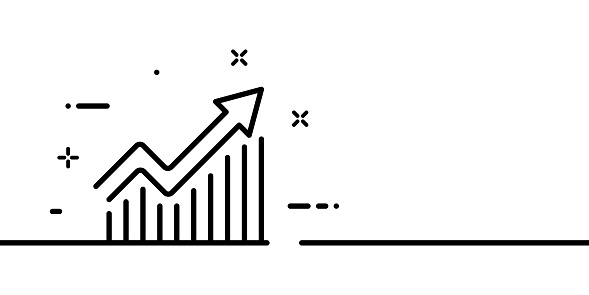 Stonks line icon. Up arrow chart, income, profit, analytics. Data analysis concept. One line style. Vector line icon for Business and Advertising