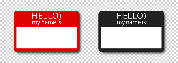 Red and black label sticker set - Hello, my name is. Vector EPS 10