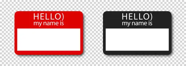 Vector illustration of Red and black label sticker set - Hello, my name is. Vector EPS 10