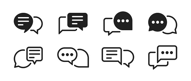 Chat message icon set. Speech bubbles with text messages symbol. Vector EPS 10