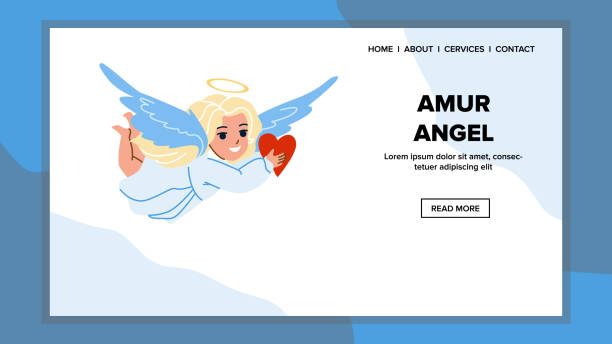 istock Amur Angel Girl Child Flying With Heart Vector 1396257614