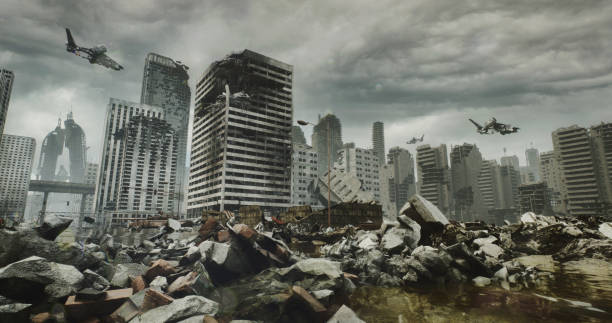 istock Post-Apocalyptic Ruined Cityscape 1396258089