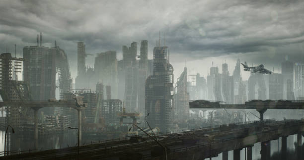 istock Post-Apocalyptic Ruined Cityscape 1396258092