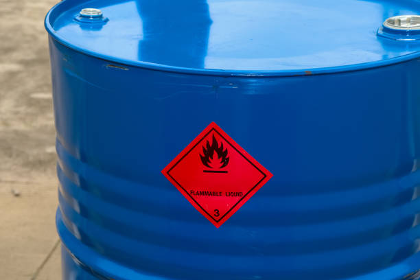 istock Flammable liquid symbol on the chemical tank 1396259837