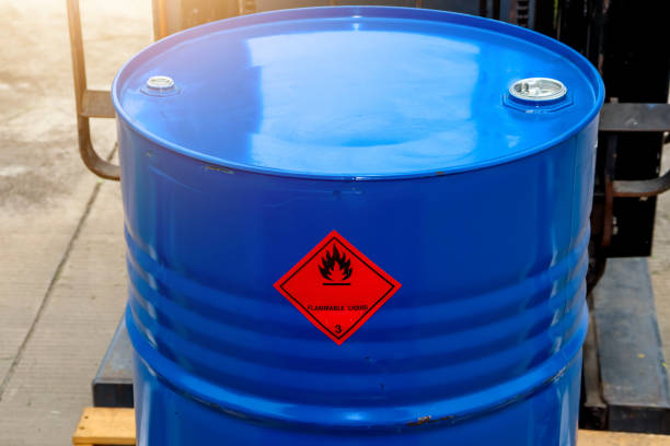 istock Flammable liquid symbol on the chemical tank 1396259874