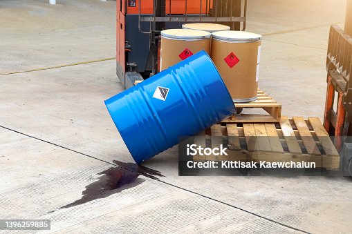istock Chemicals from industry or laboratory  leak on the floor and damage the environment 1396259885