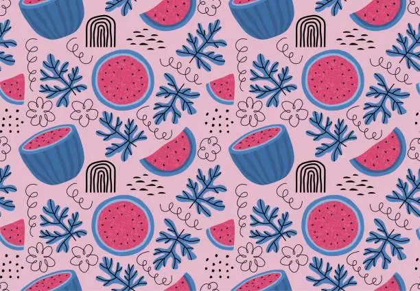 Vector illustration of Watermelon seamless pattern. vector illustration