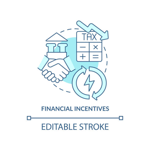 zachęty finansowe turkusowa ikona koncepcji - performance perks incentive coin stock illustrations