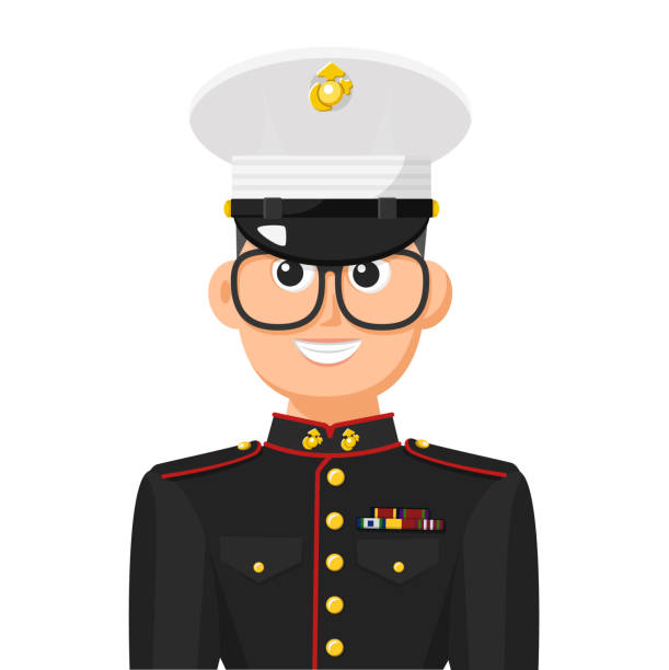 istock US marine private in simple flat vector. personal profile icon or symbol. military people concept vector illustration. 1396266368
