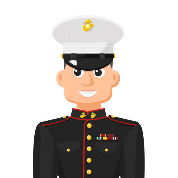 istock US marine private in simple flat vector. personal profile icon or symbol. military people concept vector illustration. 1396266375