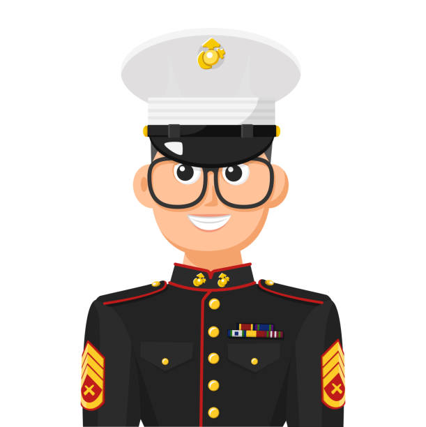 istock US marine sergeant in simple flat vector. personal profile icon or symbol. military people concept vector illustration. 1396266396
