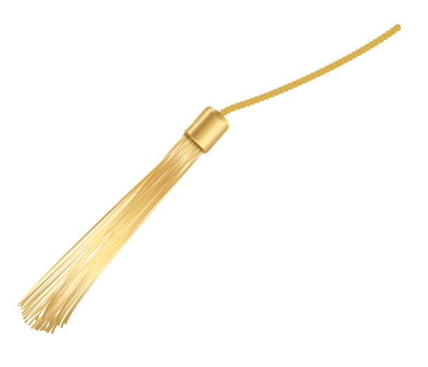 istock Tassel. Vector fringe or handbag accessory, graduate hat isolated on white background. Multicolor 3d rope with tassel, hanging window curtain decoration element design 1396266614