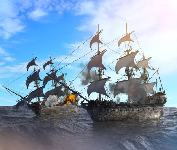 istock sea battle with a sailing pirate ship 3d render 1396268333