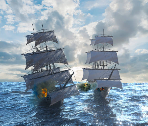 istock sea battle with a sailing pirate ship 3d render 1396268424