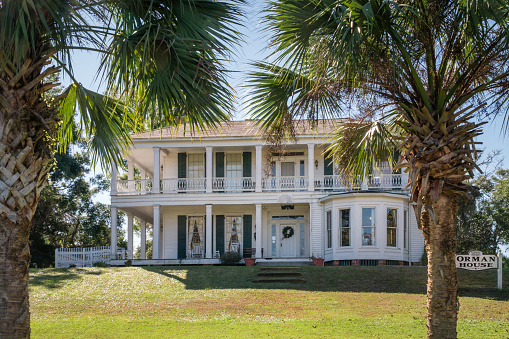 Apalachicola, FL, US-December 5, 20202: The Orman House, an antebellum home built in 1838 by a cotton merchant and slave owner in the Florida Panhandle is a state park historical site.