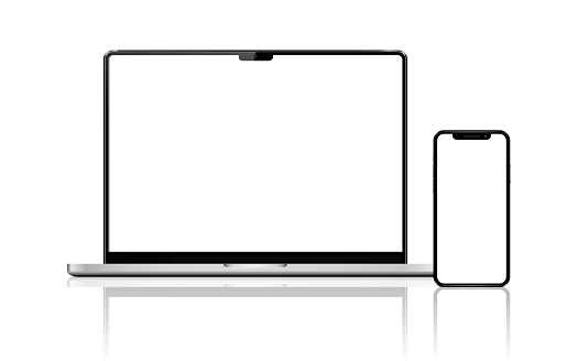 Laptop and phone mock up. Vector illustration for responsive web design.
