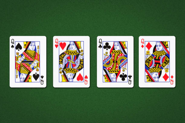 istock Four Queens, on a green background.Gaming Cards. Gambling. 1396282255