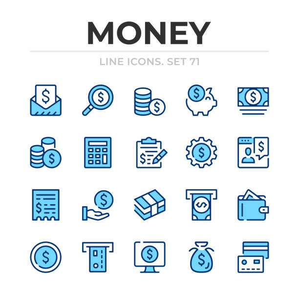 Money vector line icons set. Thin line design. Modern outline graphic elements, simple stroke symbols. Money icons vector art illustration