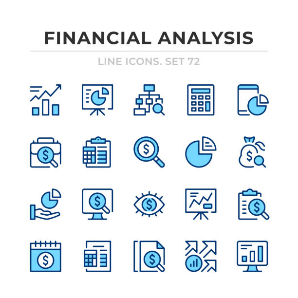Financial analysis vector line icons set. Thin line design. Modern outline graphic elements, simple stroke symbols. Financial analysis icons vector art illustration