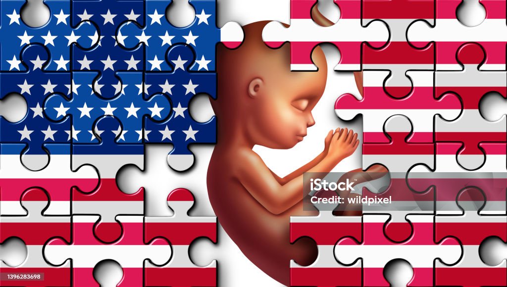American Abortion Issues American Abortion Issues United States reproductive laws and US abortions legislation as a legal concept for reproduction in the USA with 3D illustration elements. Abortion Stock Photo