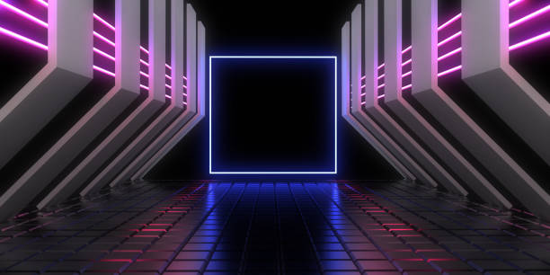 istock 3D abstract background with neon lights. neon tunnel  .space construction . .3d illustration 1396284400
