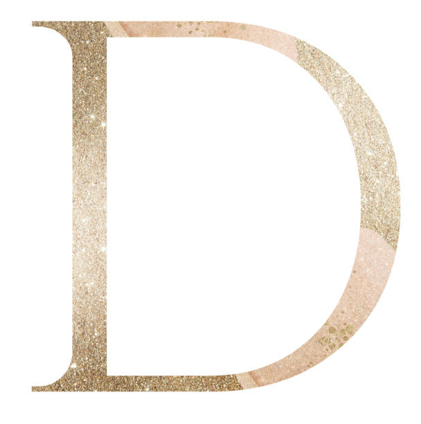 istock Pastel light Golden capital letter D isolated illustration, glitter holiday design element 1396285246