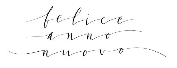 Vector illustration of Felice anno nuovo Happy new year in Italian handwritten lettering vector illustration