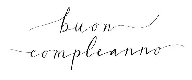 Vector illustration of Buon compleanno Happy birthday in Italian handwritten lettering