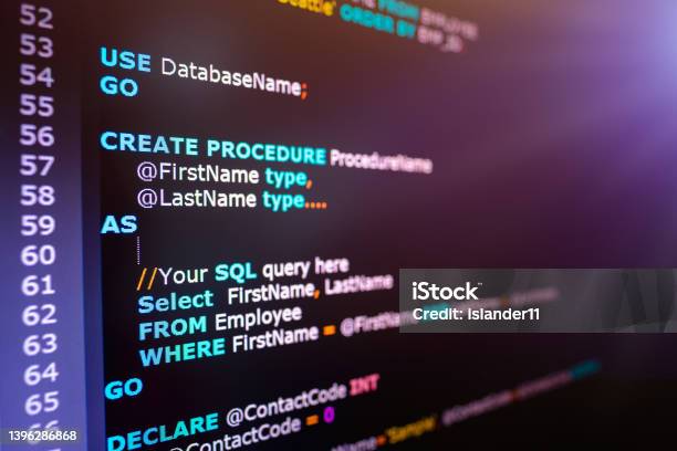 Foto de Código Sql No Monitor Do Computador Exemplo De Código Sql Para ...