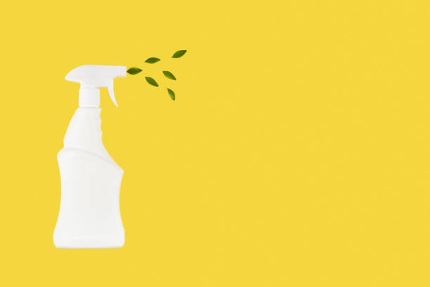 istock Eco spray bottle for safe cleaning with green leaves 1396288186