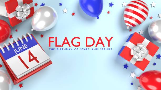 istock June 14 Flag Day Day Greeting Card on Blue Background 1396289069