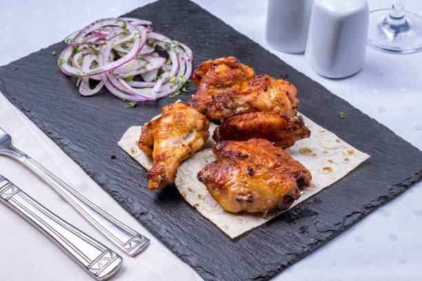 istock chicken wings kebab with red onion on a black stone plate 1396291620