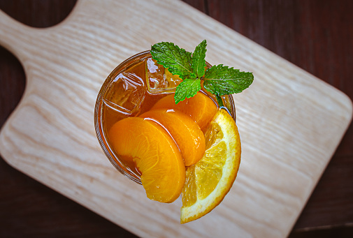 Peach, Orange & Lemongrass Iced Tea Stock Photo High Resolution