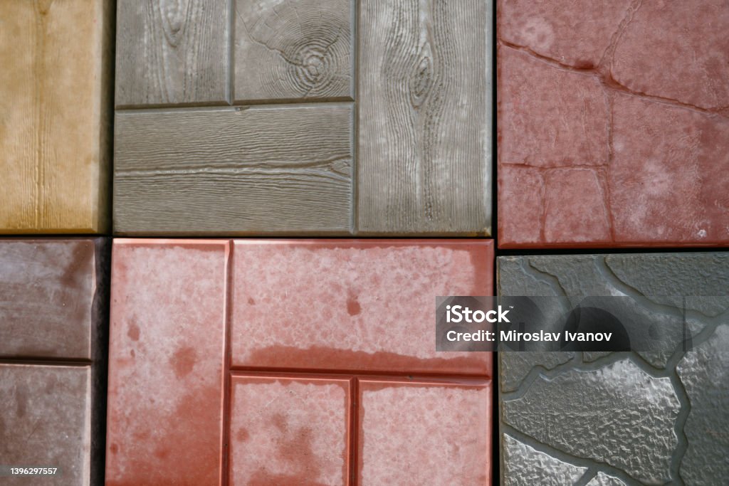 Patterned Slabs Texture Of Different Colored Patterned Paving Slabs Modern Road Surface ...