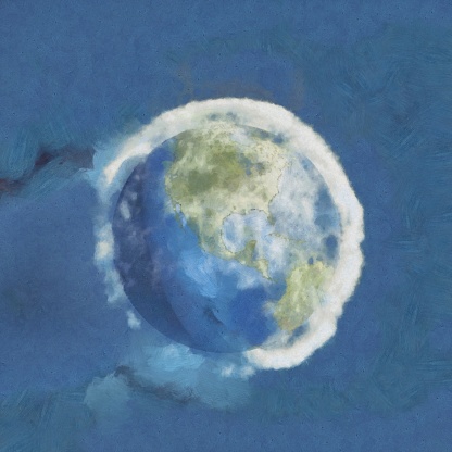 Painting. Planet Earth. 3D rendering